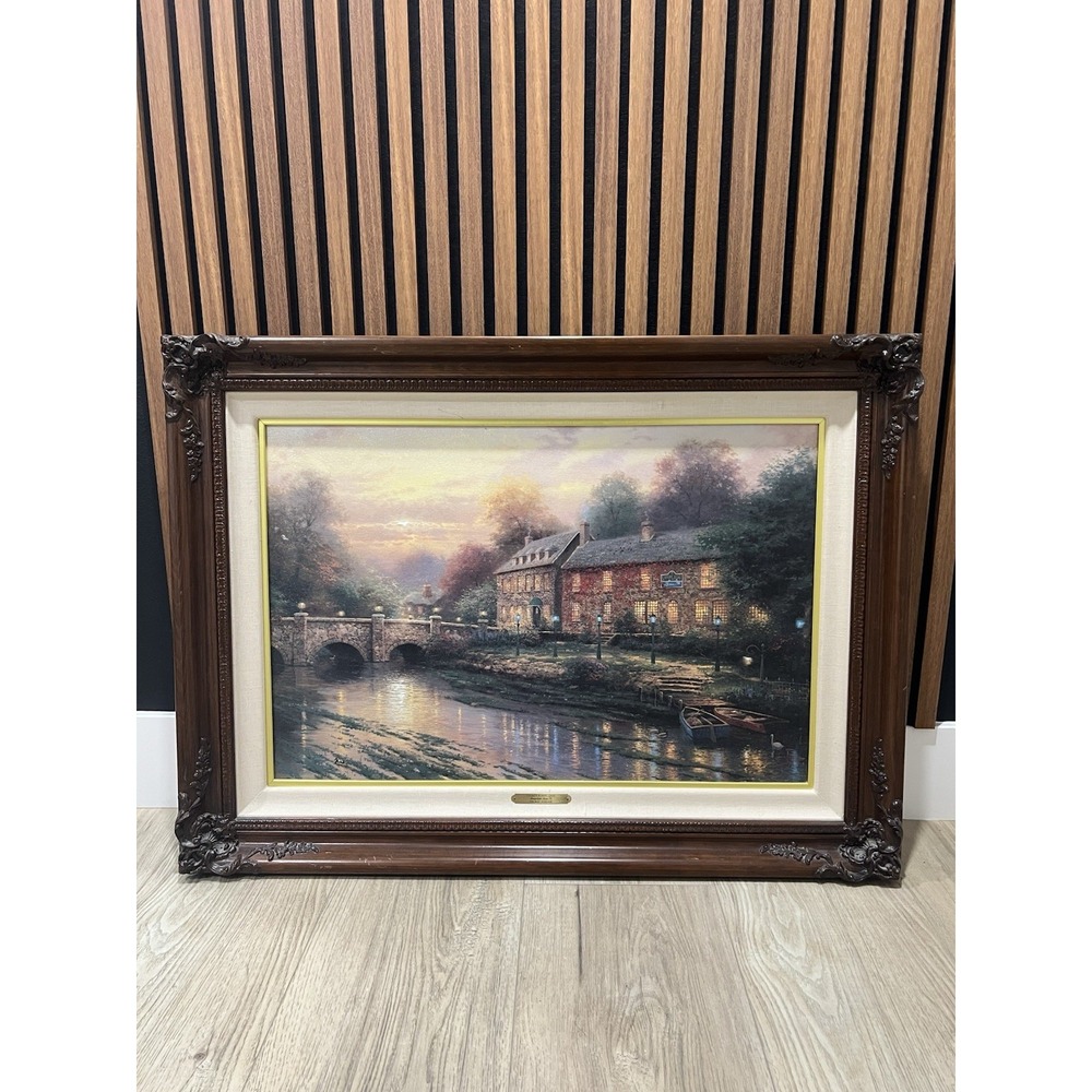 Thomas Kinkade Lamplight Inn Lamplight Lane III 920/2750 Canvas COA Framed